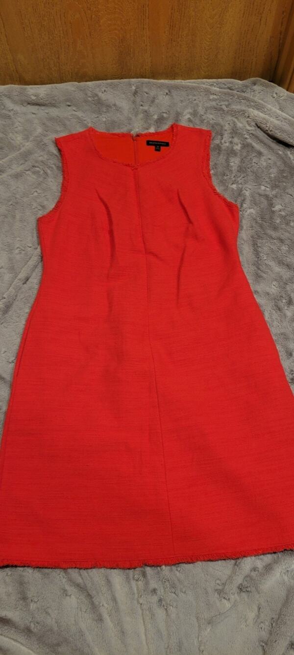 Banana Republic Pink Sheath Dress Womens 12 Sleeveless Cotton Dress with Fringe